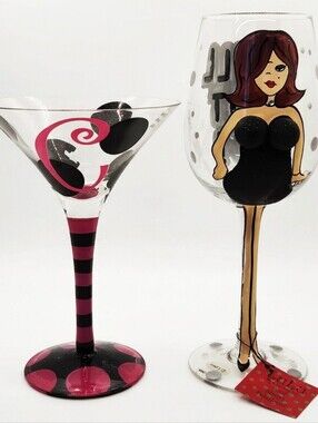Lulu's Gift Essentials Wine Divas Collectible Wine & Martini Glass Set
